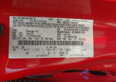 2012 Ford Focus Se из США, поврежденный, VIN 1FAHP3F20CL205755